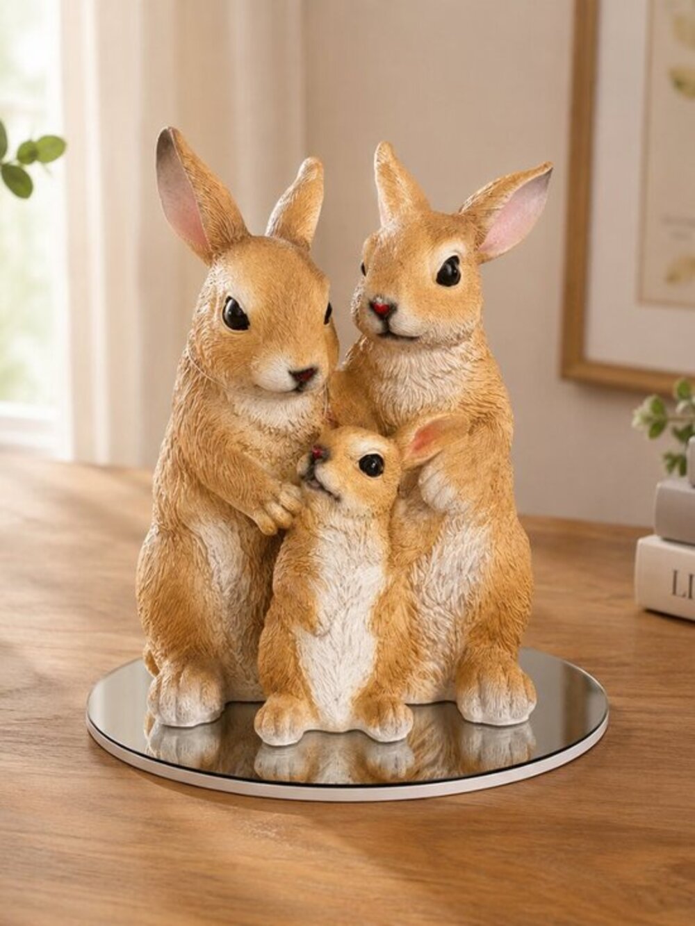 Rabbit Family Figurine Bunny Parents & Baby Home Décor Sculpture
